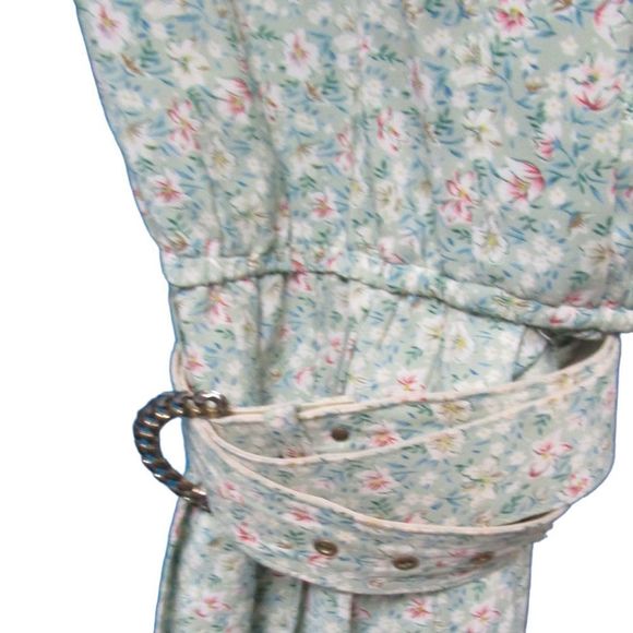 Vintage Leslie Fay floral dress with belt and shoulder pads - Picture 10 of 15